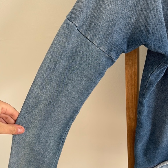 ANTHROPOLOGIE l Cloth & Stone Blue Plaid Layered Hoodie 100% Cotton Small - Picture 4 of 7